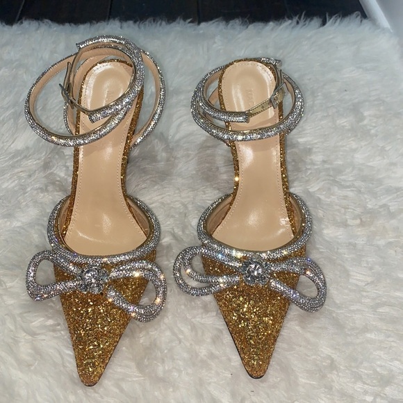 New Mach & Mach Double Bow Crystal embellished‎ glitter pump size 38.5EU - Picture 4 of 15